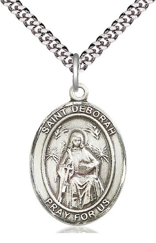 Pewter Saint Deborah Medal Catholic Jewelry Engraved Catholic Saint Jewelry