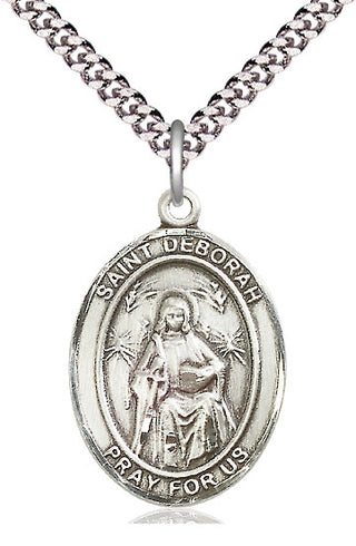Sterling Silver Saint Deborah Medal Catholic Jewelry Engraved Catholic Saint Jewelry