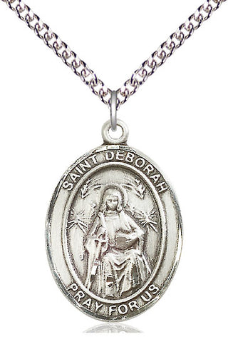 Sterling Silver Saint Deborah Medal Catholic Jewelry Engraved Catholic Saint Jewelry