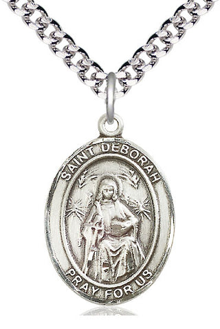 Sterling Silver Saint Deborah Medal Catholic Jewelry Engraved Catholic Saint Jewelry