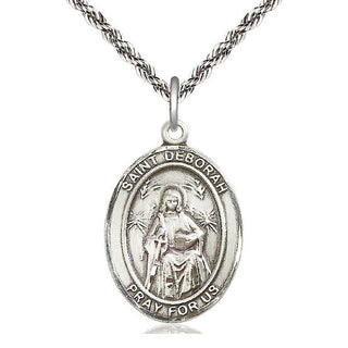 Sterling Silver Saint Deborah Medal Catholic Jewelry Engraved Catholic Saint Jewelry
