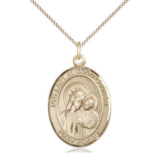 14kt Gold Filled Our Lady of Good Counsel Medal Catholic Jewelry Engraved Catholic Saint Jewelry