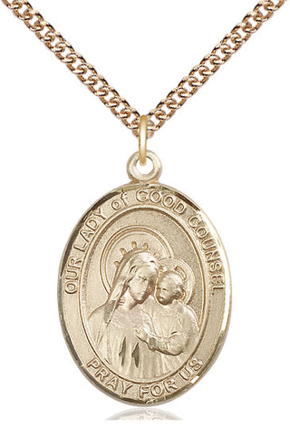 14kt Gold Filled Our Lady of Good Counsel Medal Catholic Jewelry Engraved Catholic Saint Jewelry