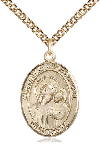 14kt Gold Filled Our Lady of Good Counsel Medal Catholic Jewelry Engraved Catholic Saint Jewelry