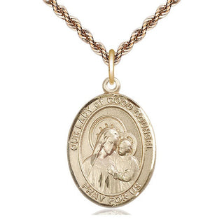 14kt Gold Filled Our Lady of Good Counsel Medal Catholic Jewelry Engraved Catholic Saint Jewelry
