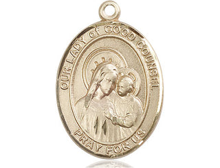14kt Gold Our Lady of Good Counsel Medal Engraved Catholic Saint Jewelry