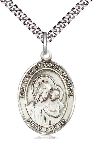 Pewter Our Lady of Good Counsel Medal Catholic Jewelry Engraved Catholic Saint Jewelry