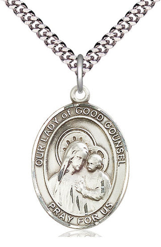Sterling Silver Our Lady of Good Counsel Medal Catholic Jewelry Engraved Catholic Saint Jewelry
