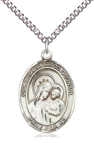 Sterling Silver Our Lady of Good Counsel Medal Catholic Jewelry Engraved Catholic Saint Jewelry