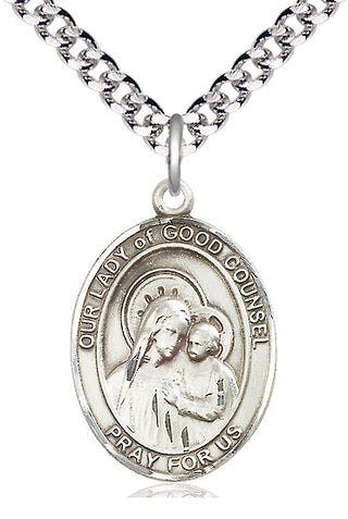Sterling Silver Our Lady of Good Counsel Medal Catholic Jewelry Engraved Catholic Saint Jewelry