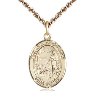 14kt Gold Filled Our Lady of Lourdes Medal Catholic Jewelry Engraved Catholic Saint Jewelry