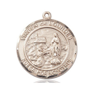 14kt Gold Filled Virgen de Lourdes Medal Engraved Catholic Saint Jewelry
