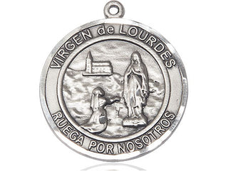 Sterling Silver Virgen de Lourdes Medal Catholic Jewelry Engraved Catholic Saint Jewelry