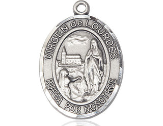 Sterling Silver Virgen de Lourdes Medal Catholic Jewelry Engraved Catholic Saint Jewelry