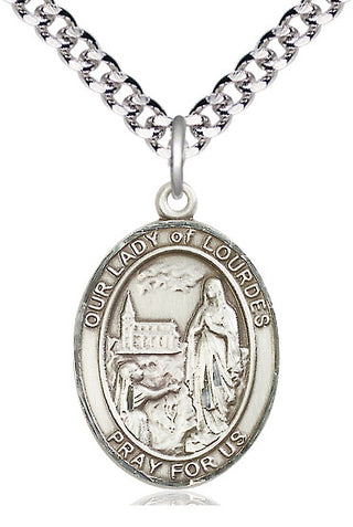 Sterling Silver Our Lady of Lourdes Medal Catholic Jewelry Engraved Catholic Saint Jewelry