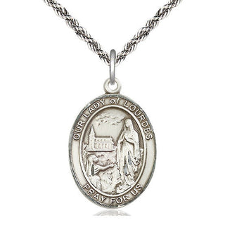 Sterling Silver Our Lady of Lourdes Medal Catholic Jewelry Engraved Catholic Saint Jewelry