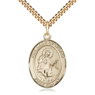 14kt Gold Filled Our Lady of Mercy Medal Catholic Jewelry Engraved Catholic Saint Jewelry