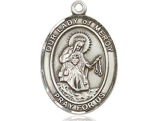 Pewter Our Lady of Mercy Medal Engraved Catholic Saint Jewelry