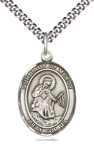Pewter Our Lady of Mercy Medal Catholic Jewelry Engraved Catholic Saint Jewelry