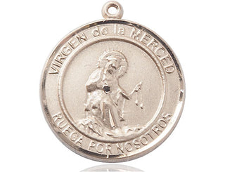 14kt Gold Filled Virgen de la Merce Medal Engraved Catholic Saint Jewelry