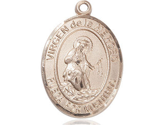 14kt Gold Filled Virgen de la Merced Medal Engraved Catholic Saint Jewelry
