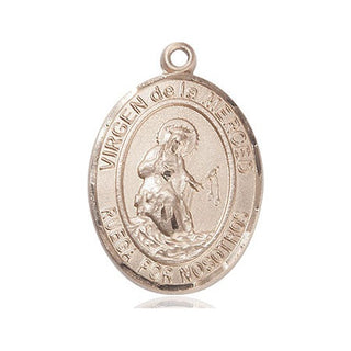 14kt Gold Virgen de la Merced Medal Engraved Catholic Saint Jewelry