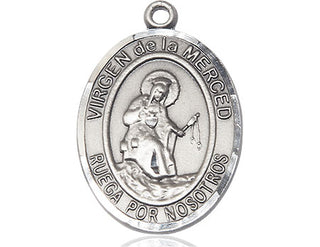 Pewter Virgen de la Merced Medal Engraved Catholic Saint Jewelry