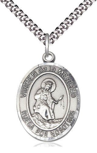 Sterling Silver Virgen de la Merced Medal Catholic Jewelry Engraved Catholic Saint Jewelry