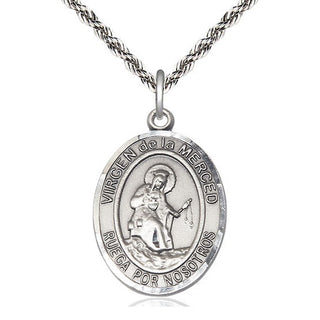 Sterling Silver Virgen de la Merced Medal Catholic Jewelry Engraved Catholic Saint Jewelry