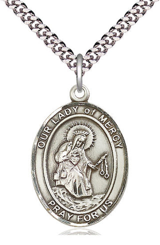 Sterling Silver Our Lady of Mercy Medal Catholic Jewelry Engraved Catholic Saint Jewelry
