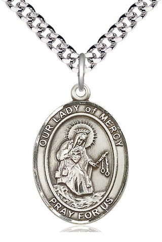 Sterling Silver Our Lady of Mercy Medal Catholic Jewelry Engraved Catholic Saint Jewelry