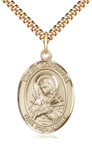 14kt Gold Filled Mater Dolorosa Medal Catholic Jewelry Engraved Catholic Saint Jewelry