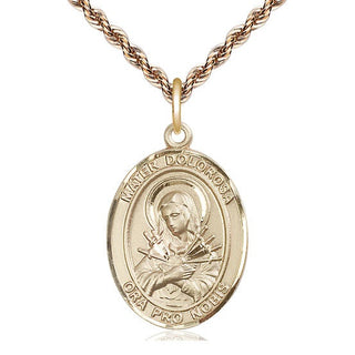 14kt Gold Filled Mater Dolorosa Medal Catholic Jewelry Engraved Catholic Saint Jewelry