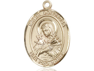 14kt Gold Mater Dolorosa Medal Engraved Catholic Saint Jewelry