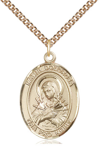 14kt Gold Mater Dolorosa Medal Engraved Catholic Saint Jewelry