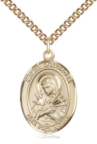 14kt Gold Mater Dolorosa Medal Engraved Catholic Saint Jewelry