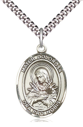 Pewter Mater Dolorosa Medal Catholic Jewelry Engraved Catholic Saint Jewelry