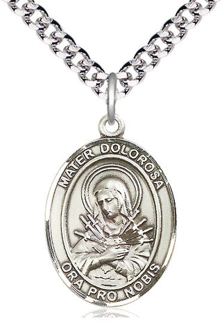 Pewter Mater Dolorosa Medal Catholic Jewelry Engraved Catholic Saint Jewelry