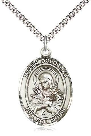 Pewter Mater Dolorosa Medal Catholic Jewelry Engraved Catholic Saint Jewelry