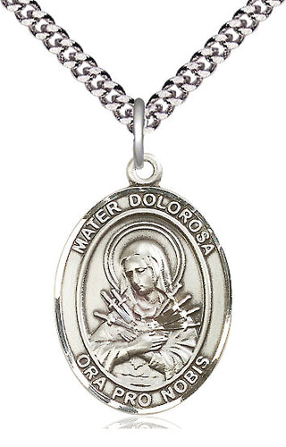 Sterling Silver Mater Dolorosa Medal Catholic Jewelry Engraved Catholic Saint Jewelry