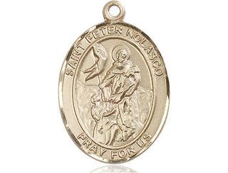14kt Gold Filled Saint Peter Nolasco Medal Engraved Catholic Saint Jewelry