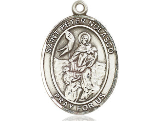 Pewter Saint Peter Nolasco Medal Engraved Catholic Saint Jewelry