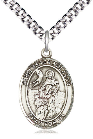 Pewter Saint Peter Nolasco Medal Catholic Jewelry Engraved Catholic Saint Jewelry