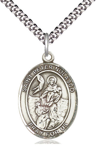 Sterling Silver Saint Peter Nolasco Medal Catholic Jewelry Engraved Catholic Saint Jewelry