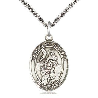 Sterling Silver Saint Peter Nolasco Medal Catholic Jewelry Engraved Catholic Saint Jewelry