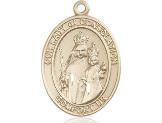 14kt Gold Filled Our Lady of Consolation Medal Engraved Catholic Saint Jewelry