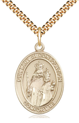 14kt Gold Filled Our Lady of Consolation Medal Catholic Jewelry Engraved Catholic Saint Jewelry
