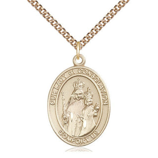 14kt Gold Our Lady of Consolation Medal Engraved Catholic Saint Jewelry