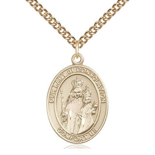 14kt Gold Our Lady of Consolation Medal Engraved Catholic Saint Jewelry