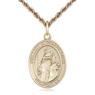 14kt Gold Our Lady of Consolation Medal Engraved Catholic Saint Jewelry
